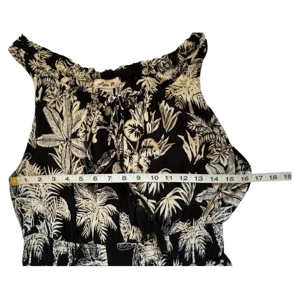 NWT Lola P Black Tan Sleeveless Stress Tropical Zoo Animal Print Dress Size M - Picture 11 of 16
